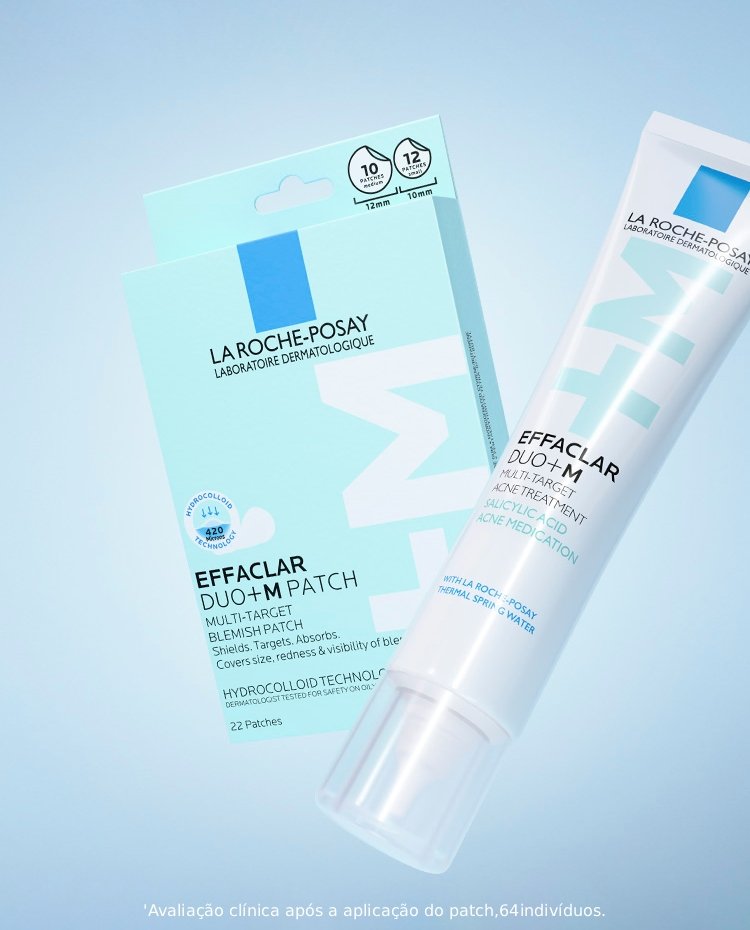 EFFACLAR DUO+M PATCHESREDUÇÃO VISÍVEL DAS BORBULHAS EM 3H*