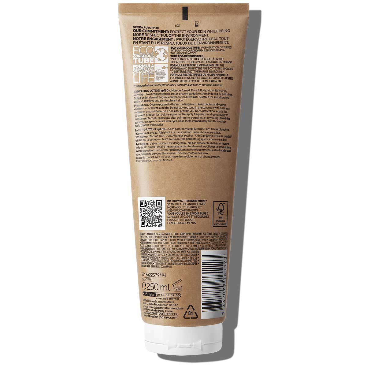 anthelios loção hidratante spf 50 embalagem ecológica rótulo