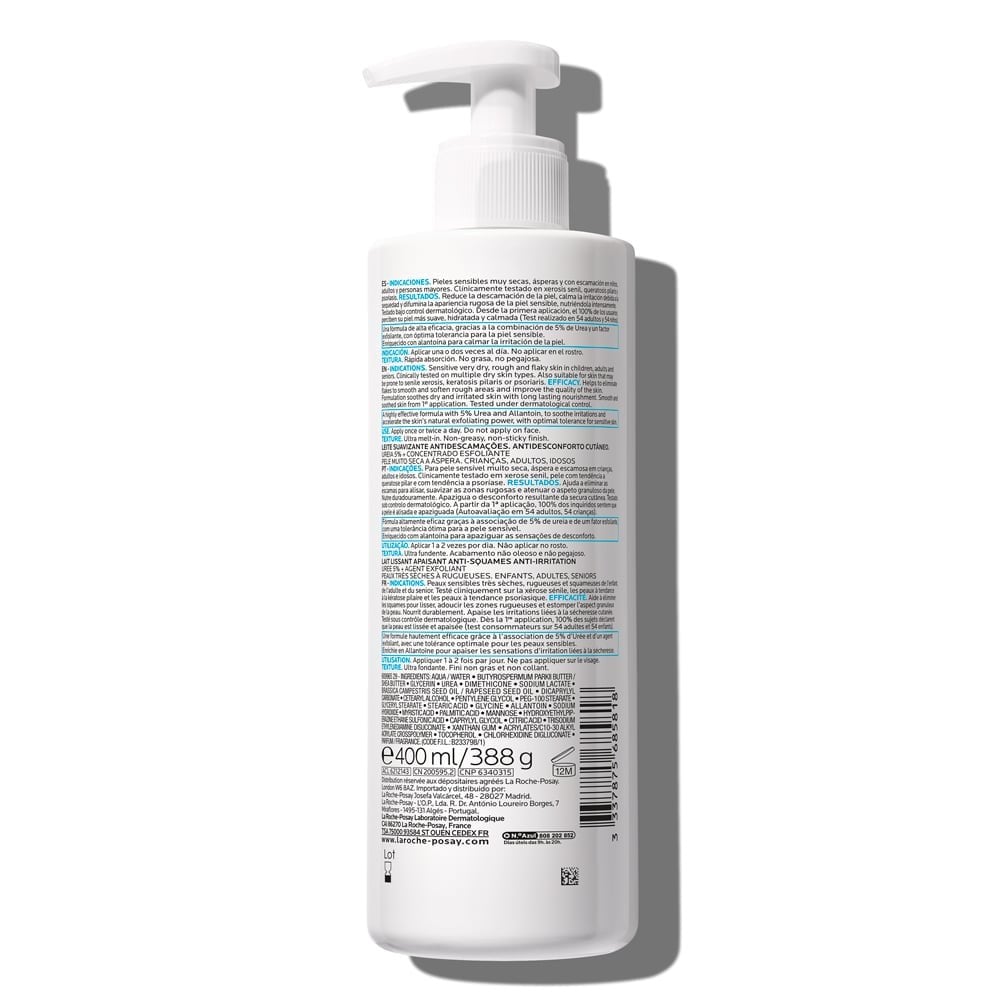rótulo de lipikar lait urea 5+ 400ml