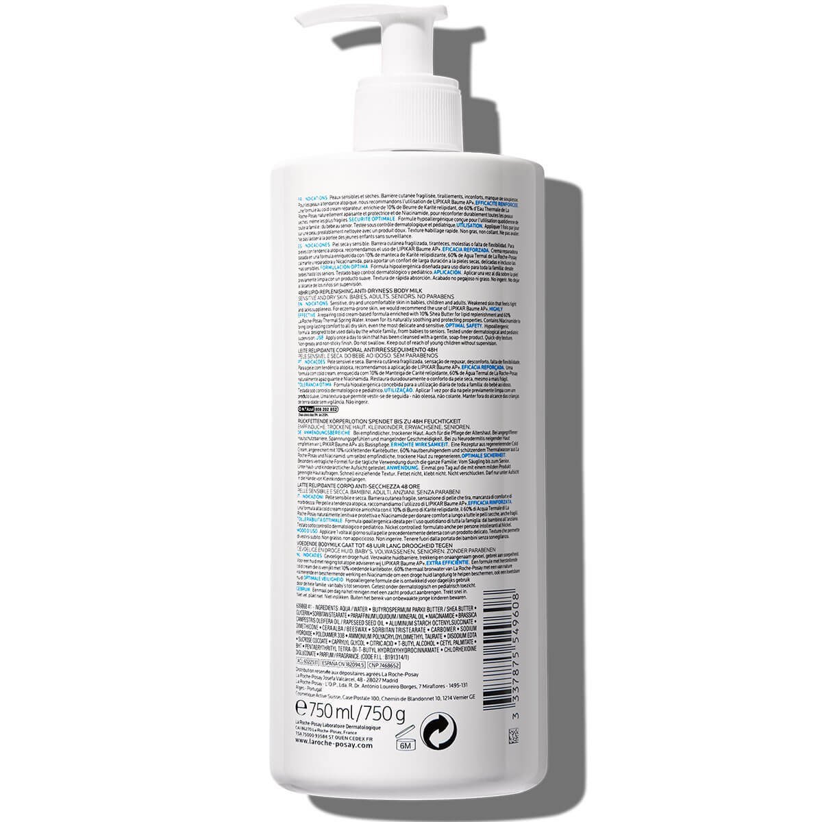 La Roche Posay Body Care Lipikar Lait 750ml 3337875549608 Back